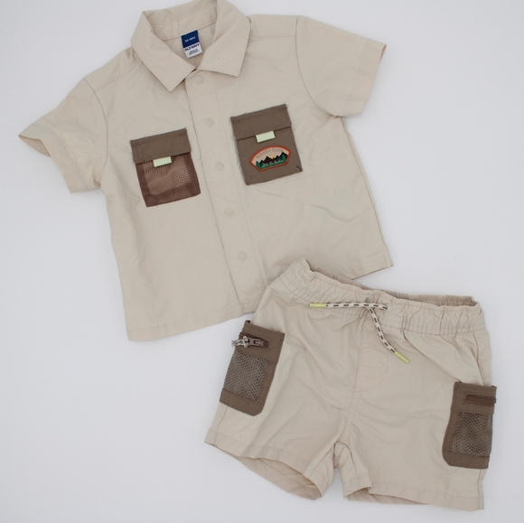 Old Navy Other - Old Navy Boys Utility Shirt & Shorts Set Khaki (Mixed Sizes)